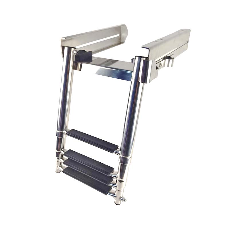 Marine Grade 4-Step Recessed Boat Swim Ladder with Wide Steps
